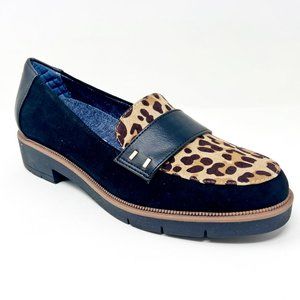 NEW Dr. Scholl's Black and Leopard Print Loafers